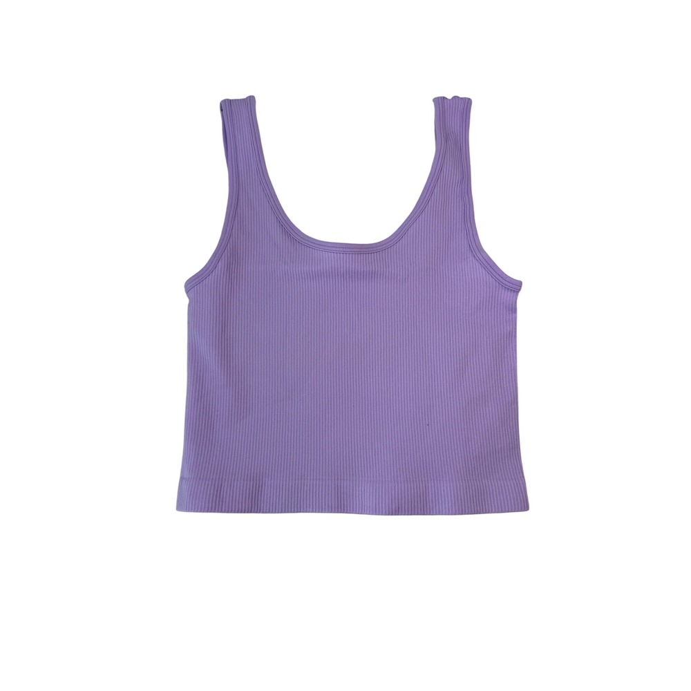 OQQ Seamless Ribbed Cropped Tank Top in Lavender Size Small NWOT